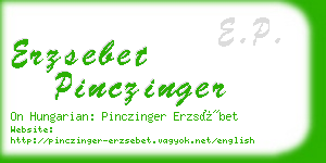 erzsebet pinczinger business card